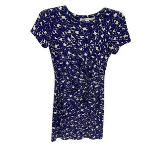DIANE VON FURSTENBURG Women DRESS Sz 4 PURPLE BLue FAUX WRAP KNIT Short Sleeve